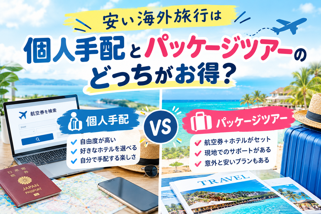 安い海外旅行は個人手配とパッケージツアーのどっちがお得?